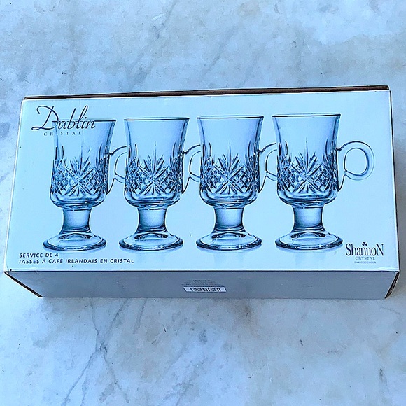 GODINGER DUBLIN CRYSTAL IRISH COFFEE MUGS 6 OZ SET OF 4 - Picture 6 of 8